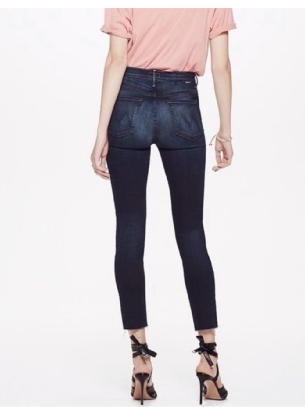 MOTHER Dark Blue / the looker ankle fray